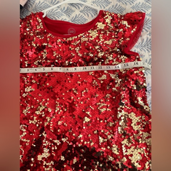 New Wonderkids Red and Gold Sequin Dress size XL or women small - Picture 4 of 9